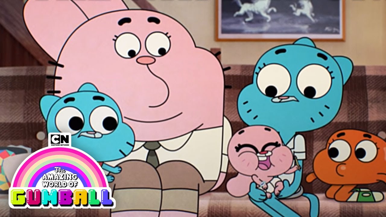 Fotograma de The Amazing World of Gumball con varias técnicas en el mismo plano.